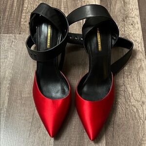 LABER THREE  Red Satin and leather Heels
New